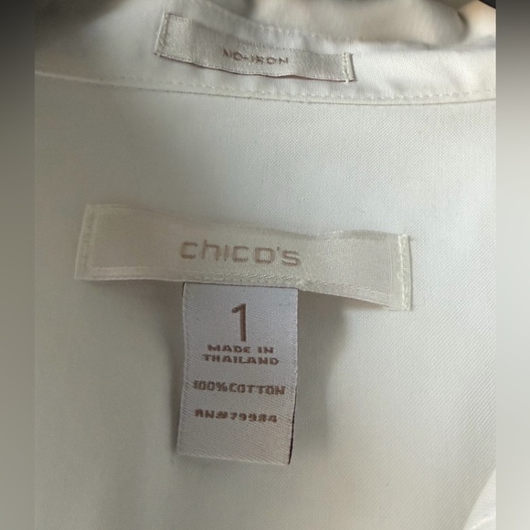 Chico's Classic White Cotton Shirt - Picture 2 of 11
